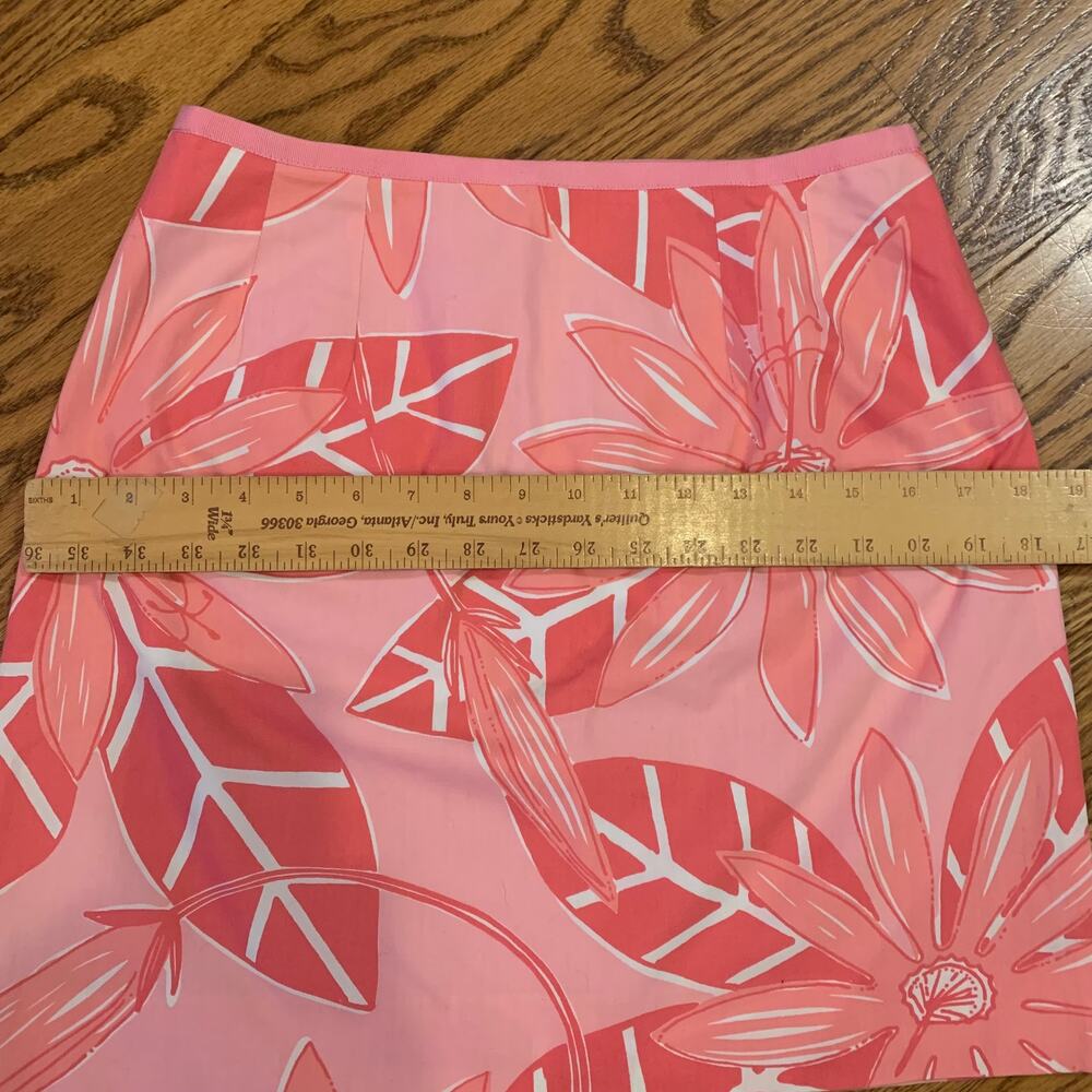 Lilly Pulitzer Skirt Pink Floral Palm Print White Label Size 4 - Picture 6 of 8